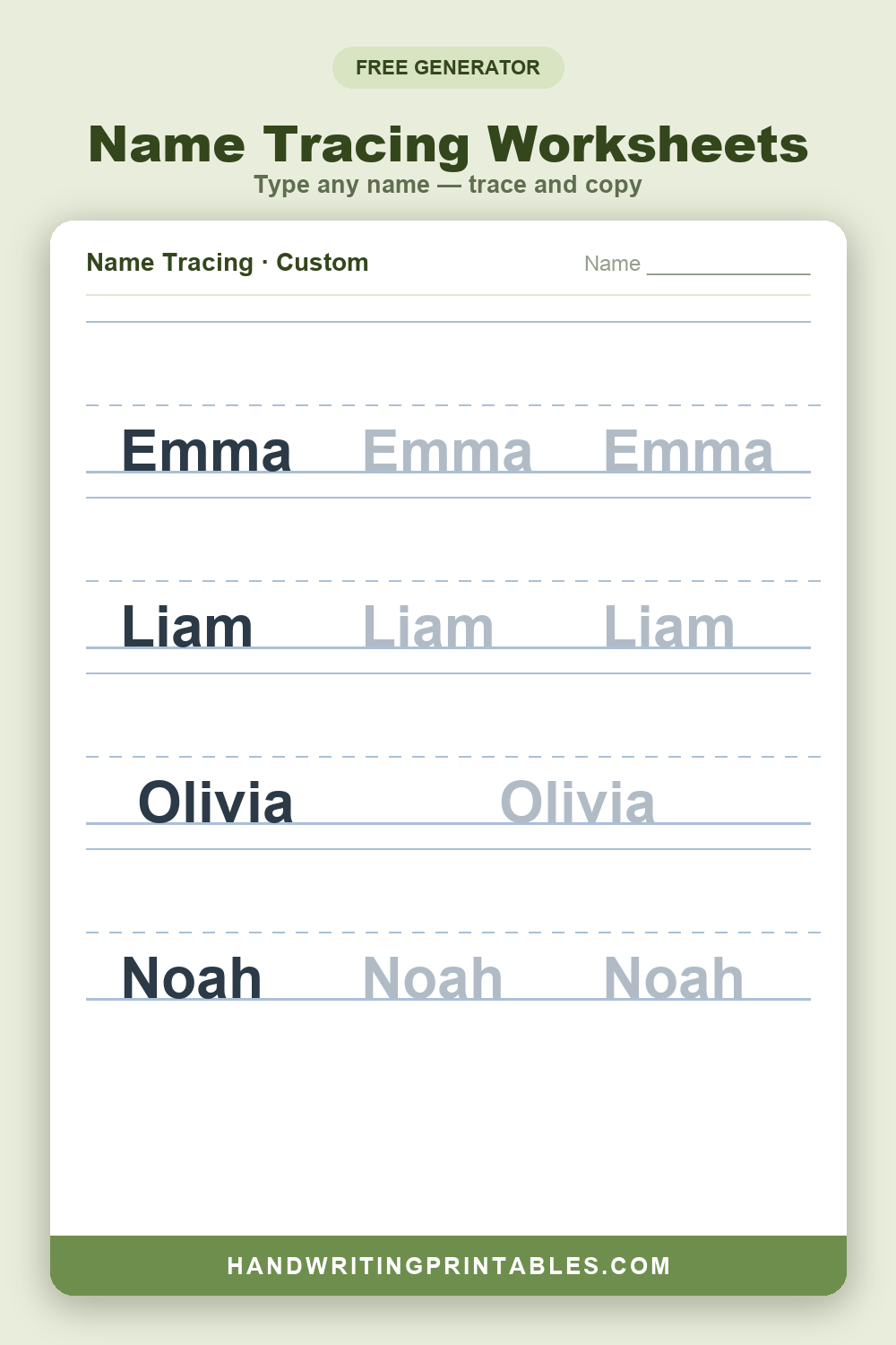 Name Tracing Worksheets