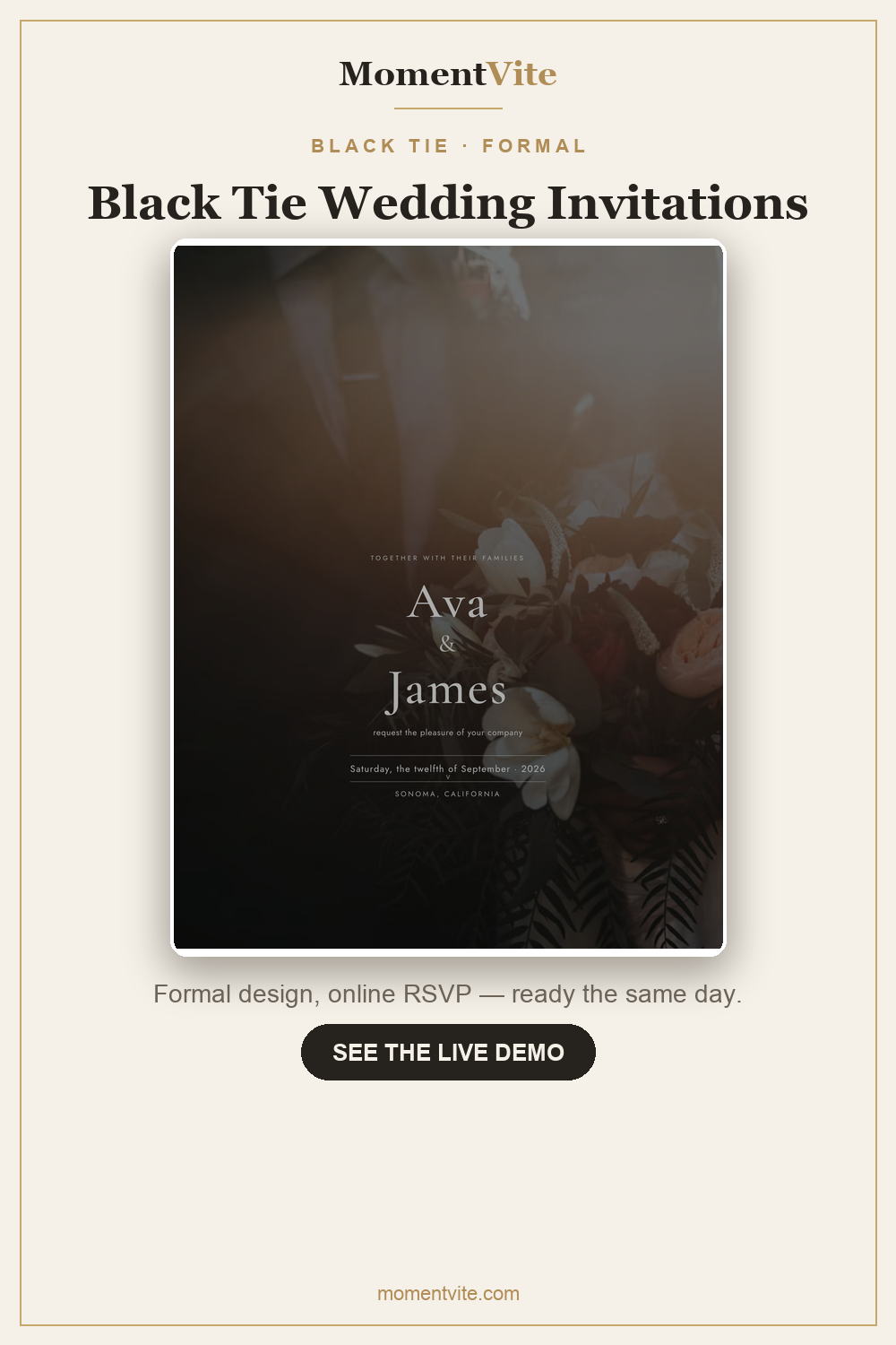 Black Tie Wedding Invitations