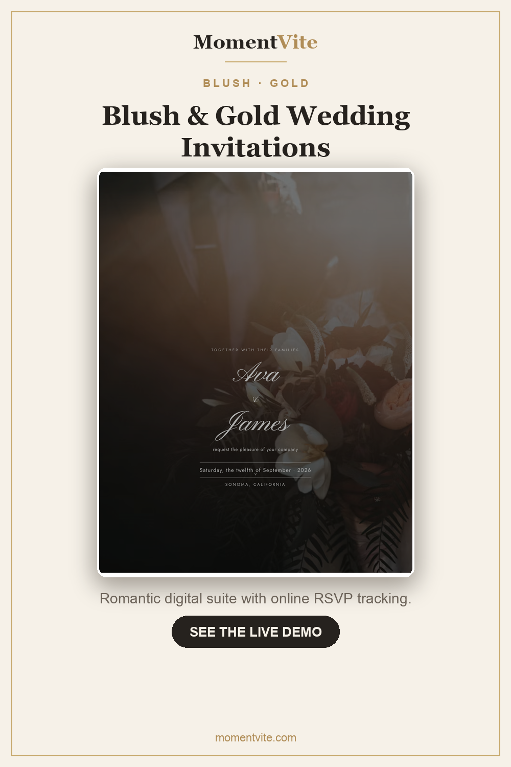 Blush and Gold Wedding Invitations